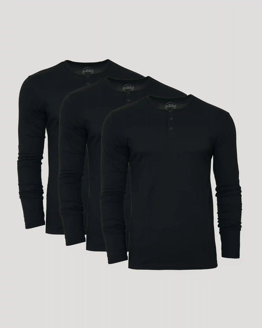 All Black Classic Henley 3-Pack