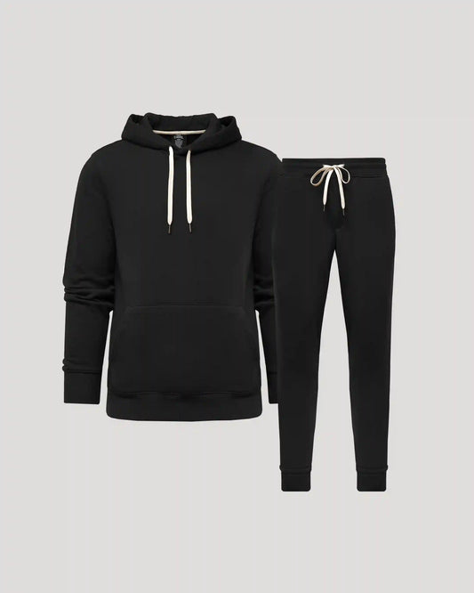 Black Pullover Fleece Hoodie & Jogger 2-Pack