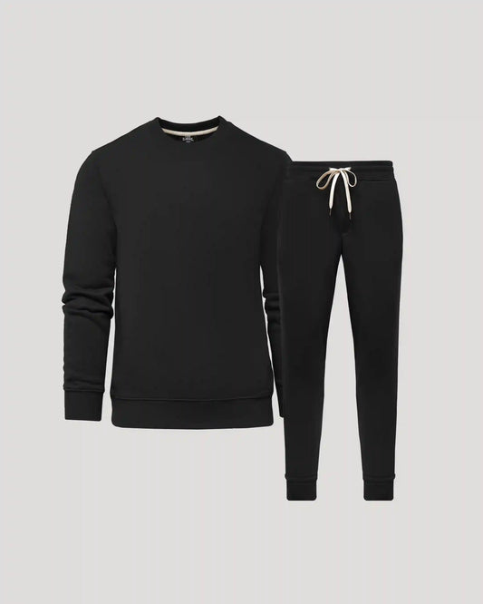 Black Pullover Fleece Crew & Jogger 2-Pack